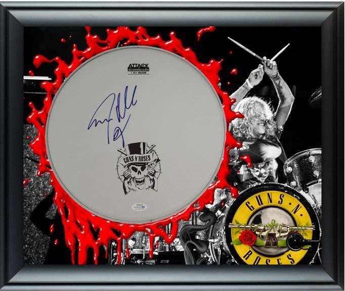 Guns N Roses Steven Adler Autographed Signed Custom Framed Drum Head Display ACOA