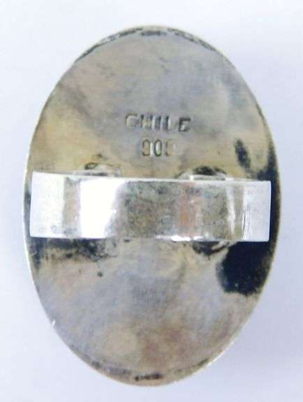 900 Silver Ring with Large Lapis Stone, Size 7