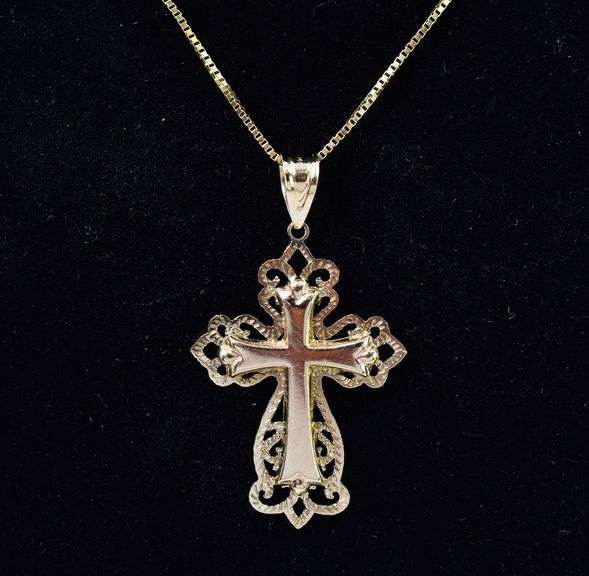 Spiritual 14K Yellow Gold Cross Pendant Necklace