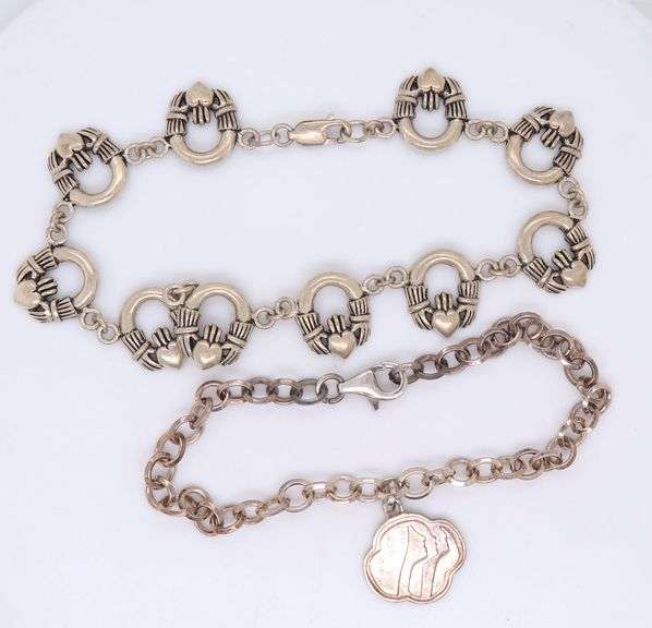 Lot of 2 vintage 925 sterling silver bracelets