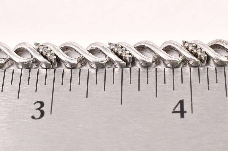 Sterling Silver Diamond Fancy Link Bracelet