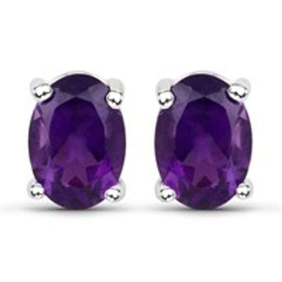 Dazzling 18 Kt White Gold Plated Amethyst Earrings