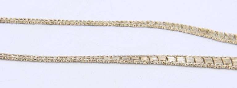 Set of 925 sterling silver signed 2 tone Italy Riccio chevron link bracelet and necklace