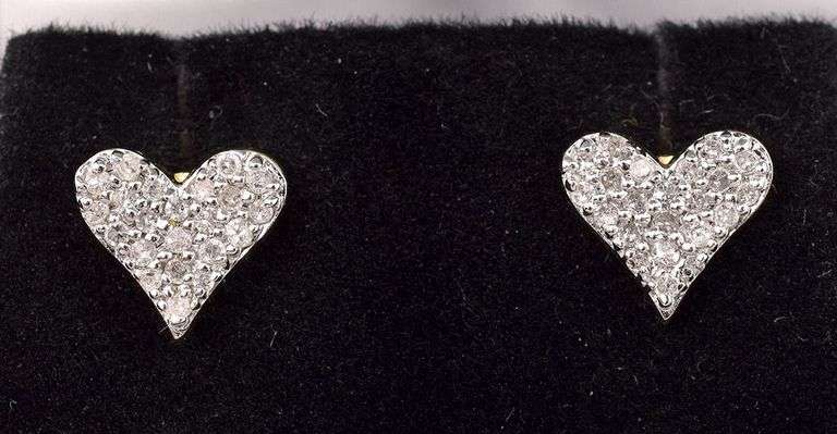 Romantic Approx. 0.33CTW Diamond Heart Earrings in 14K Yellow Gold