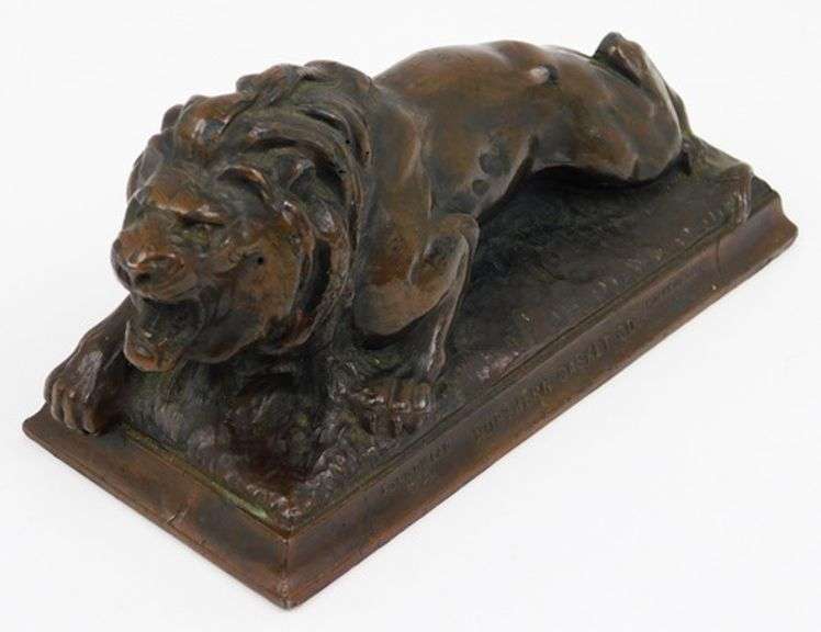 Rare Bronze Salesman Sample Lion Casket Topper