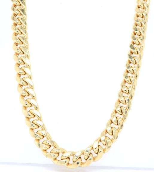 14kt Yellow gold curb cuban link chain necklace