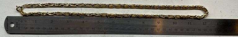 14KT Yellow Gold 5mm Square Byzantine chain Necklace