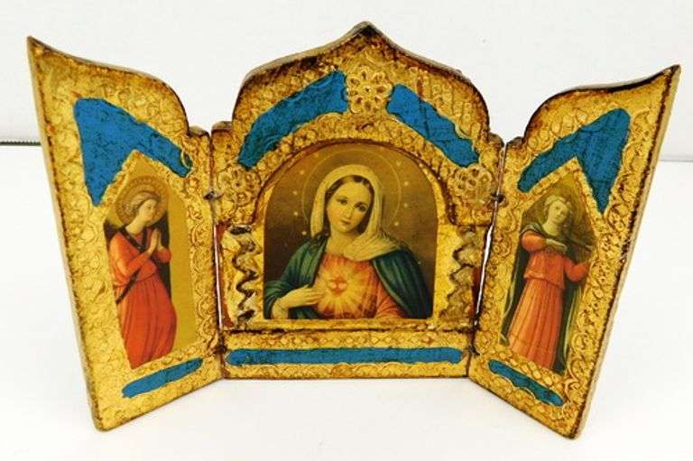 Petite Angelic Italian Florentine Triptych