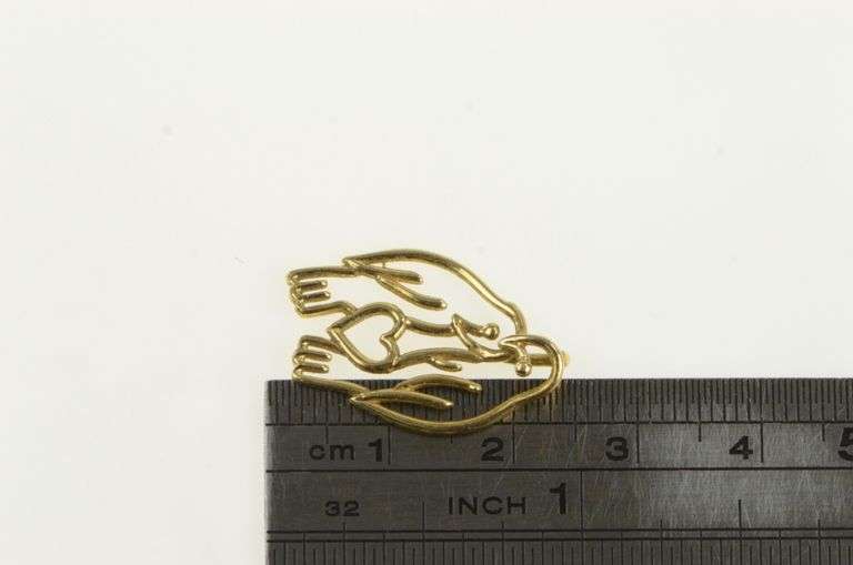 14K Yellow Gold Love Bird Parrots Vintage Romantic Charm/Pendant