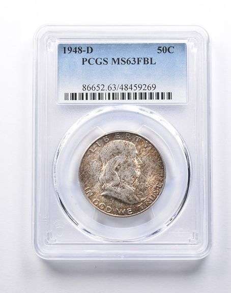 MS63 FBL 1948-D Franklin Half Dollar PCGS Beautifully Toned
