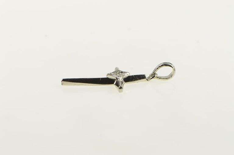 14K White Gold Retro Diamond Cross Christian Faith Charm/Pendant