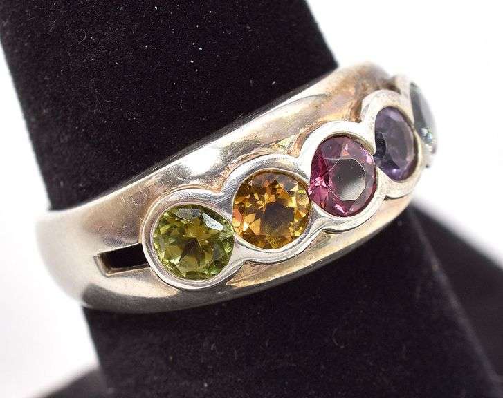 Sterling Silver Multi-Gemstone Ring