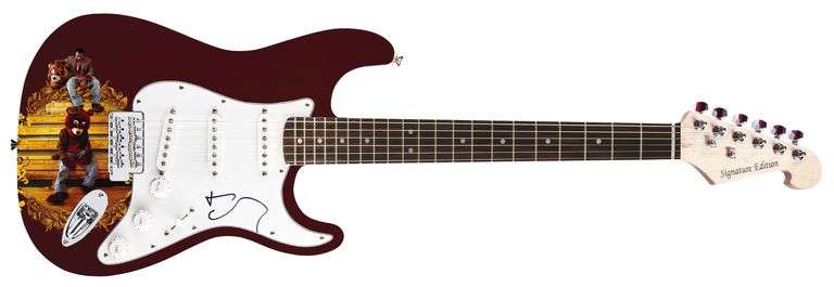 Kanye West Autographed Signed 1/1 Custom Graphics Guitar