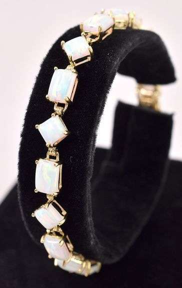 Amazing 14K Yellow Gold Opal Gemstone Bracelets