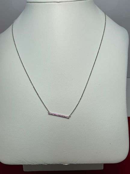 BRAND NEW 14K WHITE GOLD AND PINK SAPPHIRE NECKLACE