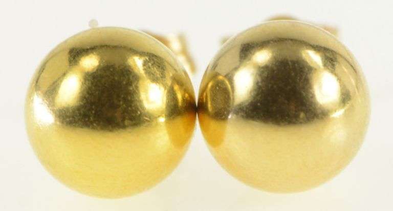 14K Yellow Gold 7.9mm Round Ball Sphere Simple Stud Earrings