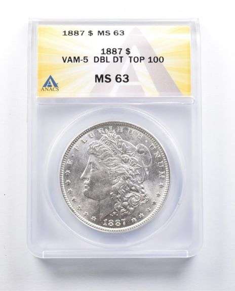 MS63 1887 Morgan Silver Dollar VAM-5 DBL DT Top 100 ANACS