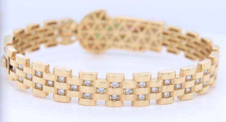 14kt Yellow gold Saint Jude cubic zirconia bangle braclet