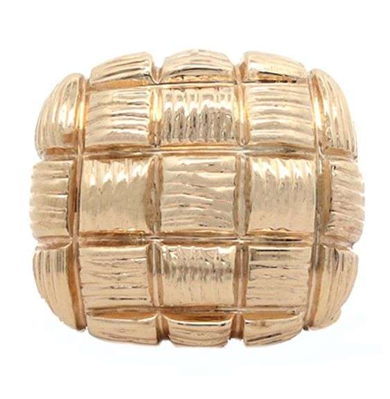 Polished Basketweave Dome Ring in 14K