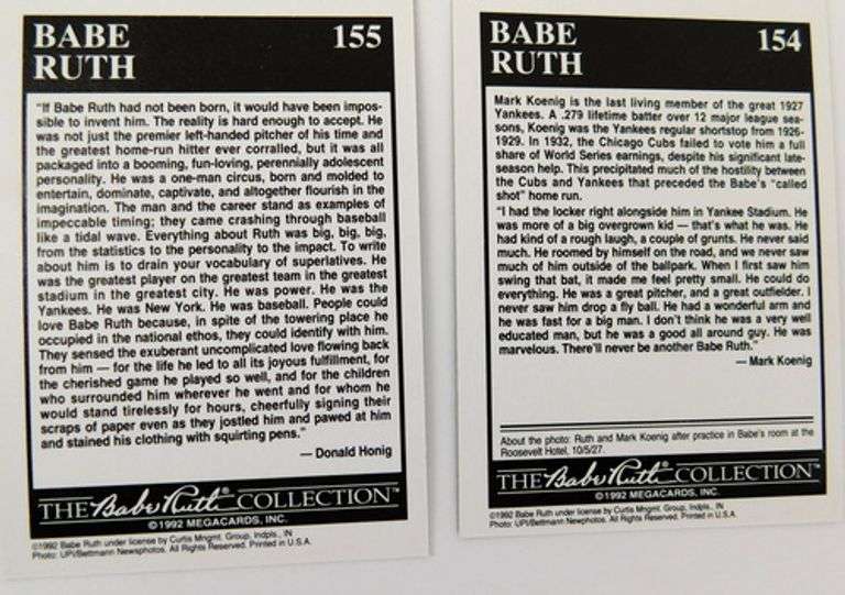 10 Babe Ruth 1992 Megacard Baseball Cards