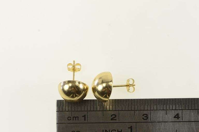 14K Yellow Gold Round Domed Vintage Classic Stud Earrings