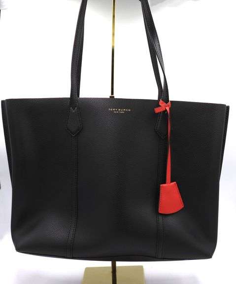 Tory burch black leather tote bag
