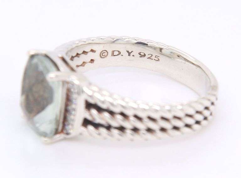 David Yurman petite Wheaton prasiolite and diamond ring