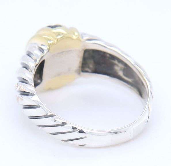 David Yurman 2 tone blue sapphire dome ring