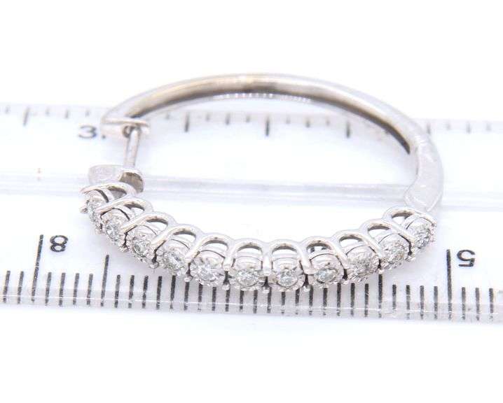 10kt White gold Illusion set diamond hoop earrings