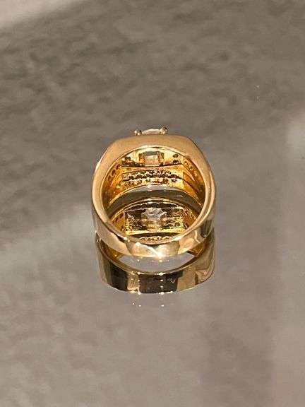 Men's 14 Kt Gold Plate 7.25 Cttw. Lab Simulated Diamond Ring