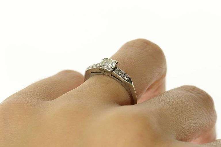 Palladium 0.60 Ctw 1940's Diamond Engagement Ring