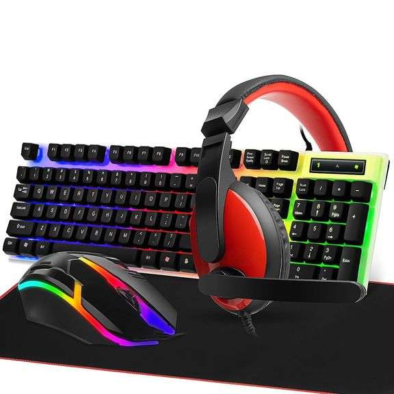 4-in-1 Gaming Keyboard, Mouse, Headset, and Mousepad
