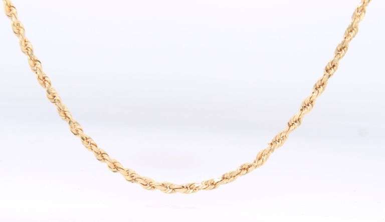 14kt Yellow gold rope chain necklace