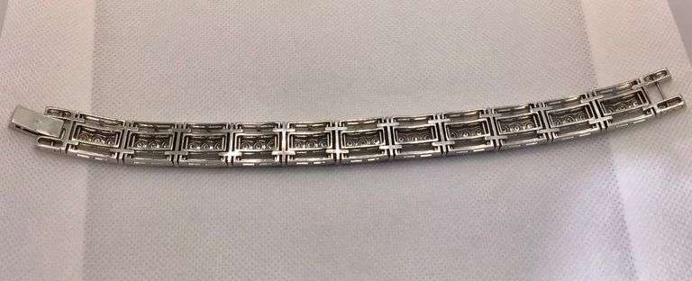 14K White Gold Diamond Bracelet with 3.20 Carats of Round Brilliant-Cut Diamonds