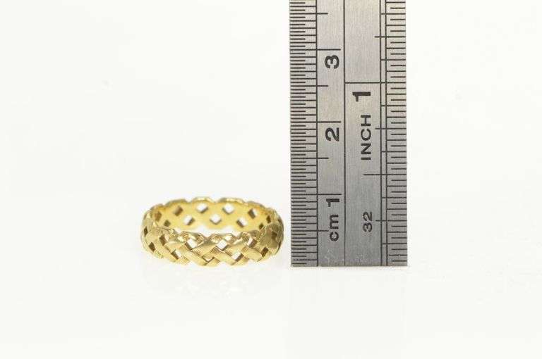 14K Yellow Gold 5.0mm Woven Lattice Pattern Band Ring