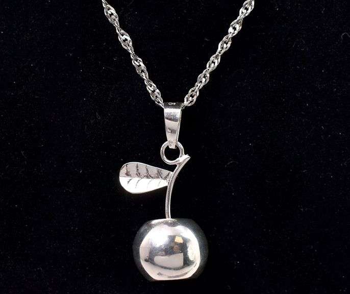Sterling Silver Apple Pendant Necklace