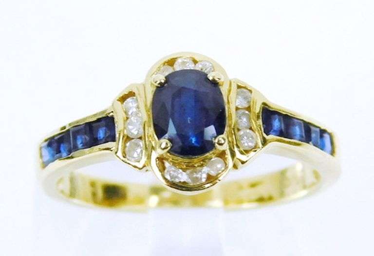 Prettiest 14K Sapphires & Diamonds Ring, Size 5.25