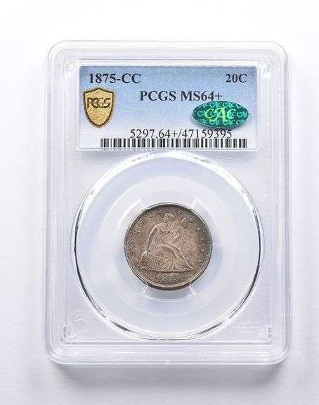 MS64+ 1875-CC Seated Liberty Twenty Cent Piece CAC PCGS