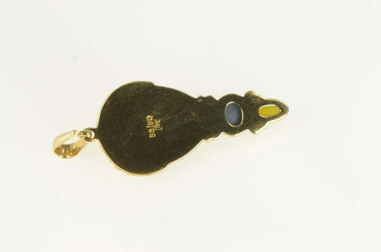 18K Yellow Gold Amethyst Buddha Opal Star Sapphire Pendant