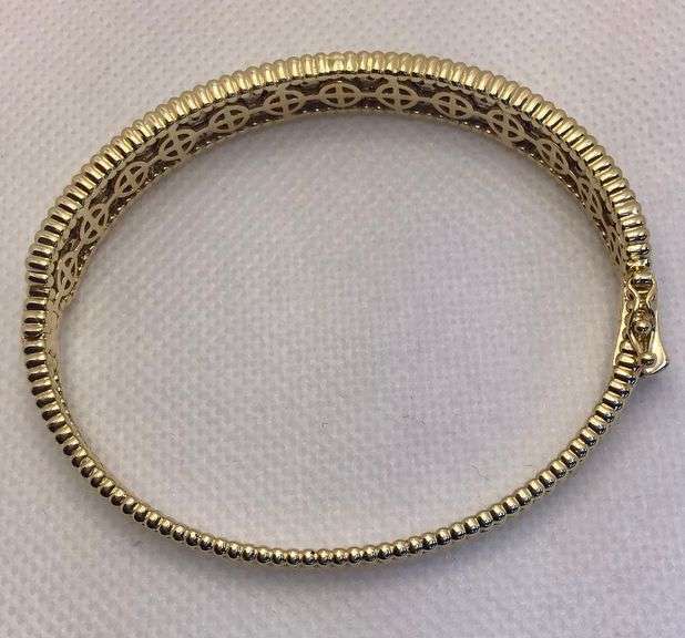 GORGEOUS VINTAGE STYLE 14K YELLOW GOLD DIAMOND BANGLE BRACELET