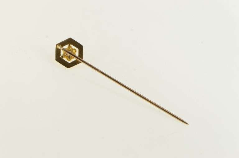 10K Yellow Gold Victorian Diamond Ornate Classic Stick Pin