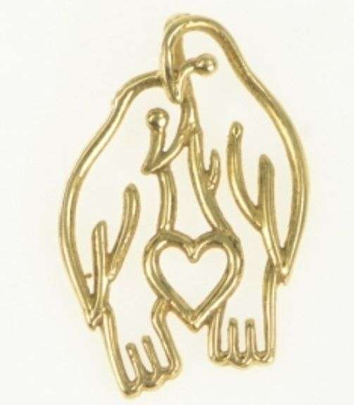 14K Yellow Gold Love Bird Parrots Vintage Romantic Charm/Pendant