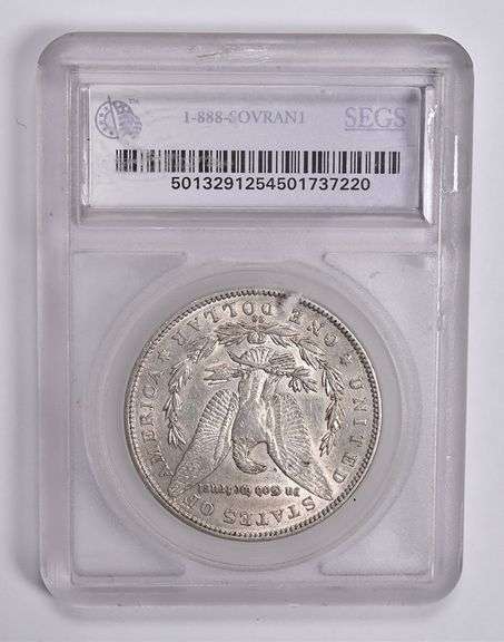 AU55 1891-CC Morgan Silver Dollar SEGS