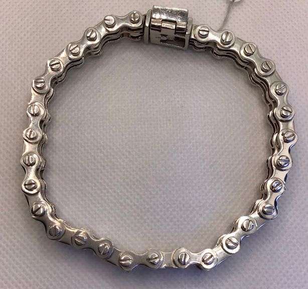UNIQUE AND STYLISH 14K WHITE GOLD PAVE DIAMOND MEN’S BRACELET