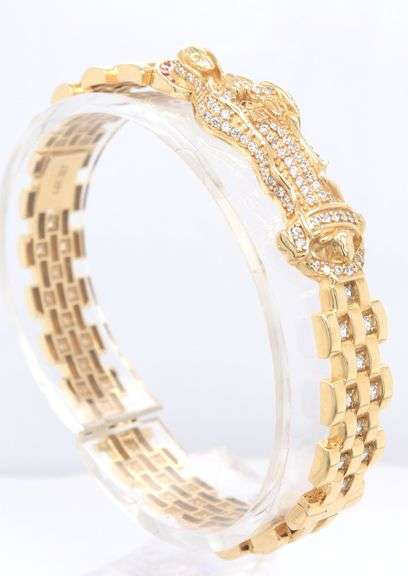 14kt Yellow gold Saint Jude cubic zirconia bangle braclet