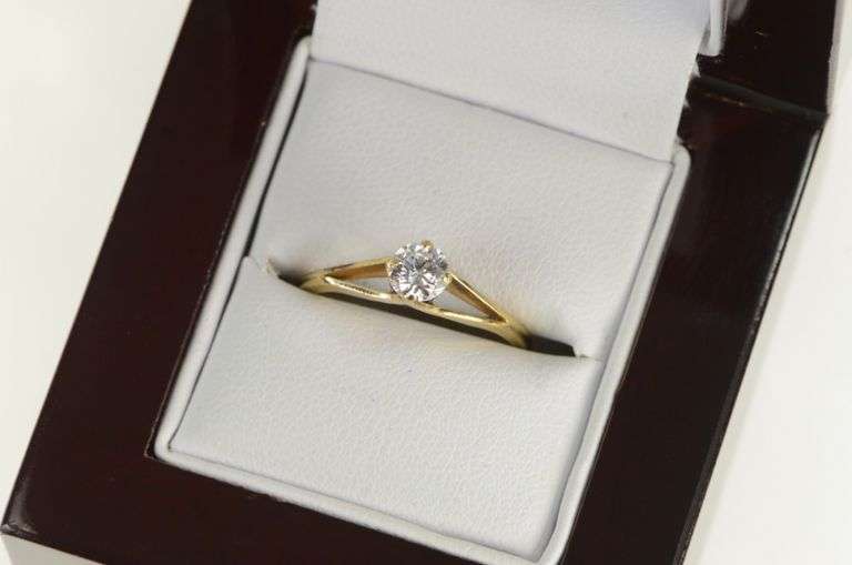 14K Yellow Gold 0.41 Ct Diamond Trellis Engagement Ring