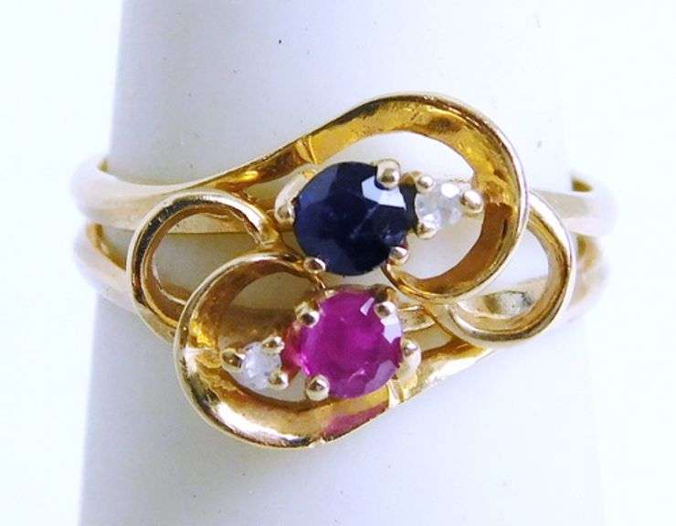 Pretty & Petite 14K Ruby, Sapphire, Diamond Ring