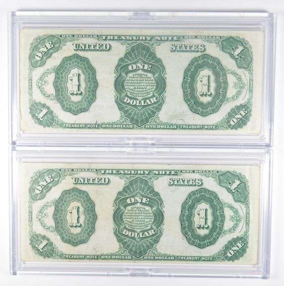 Lot (2) 1891 $1 Treasury Large Size Notes - Consecutive