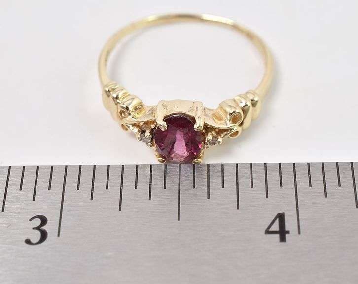 Majestic 14K Yellow Gold Pink Gemstone and Diamond Ring