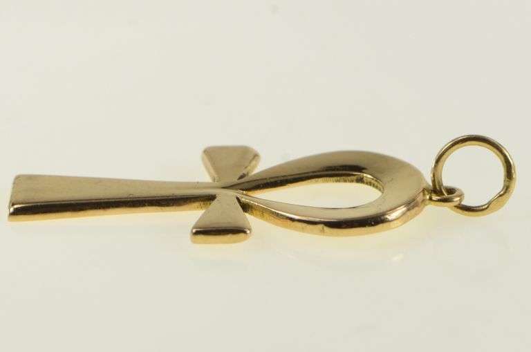 18K Yellow Gold Ankh Egyptian African Life Symbol Pendant